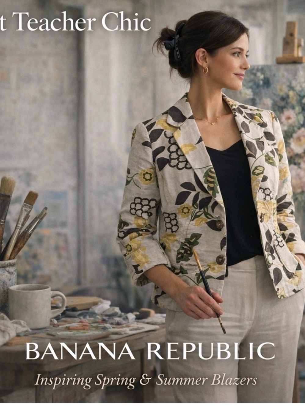 Banana Republic Floral Print Blazer Jacket